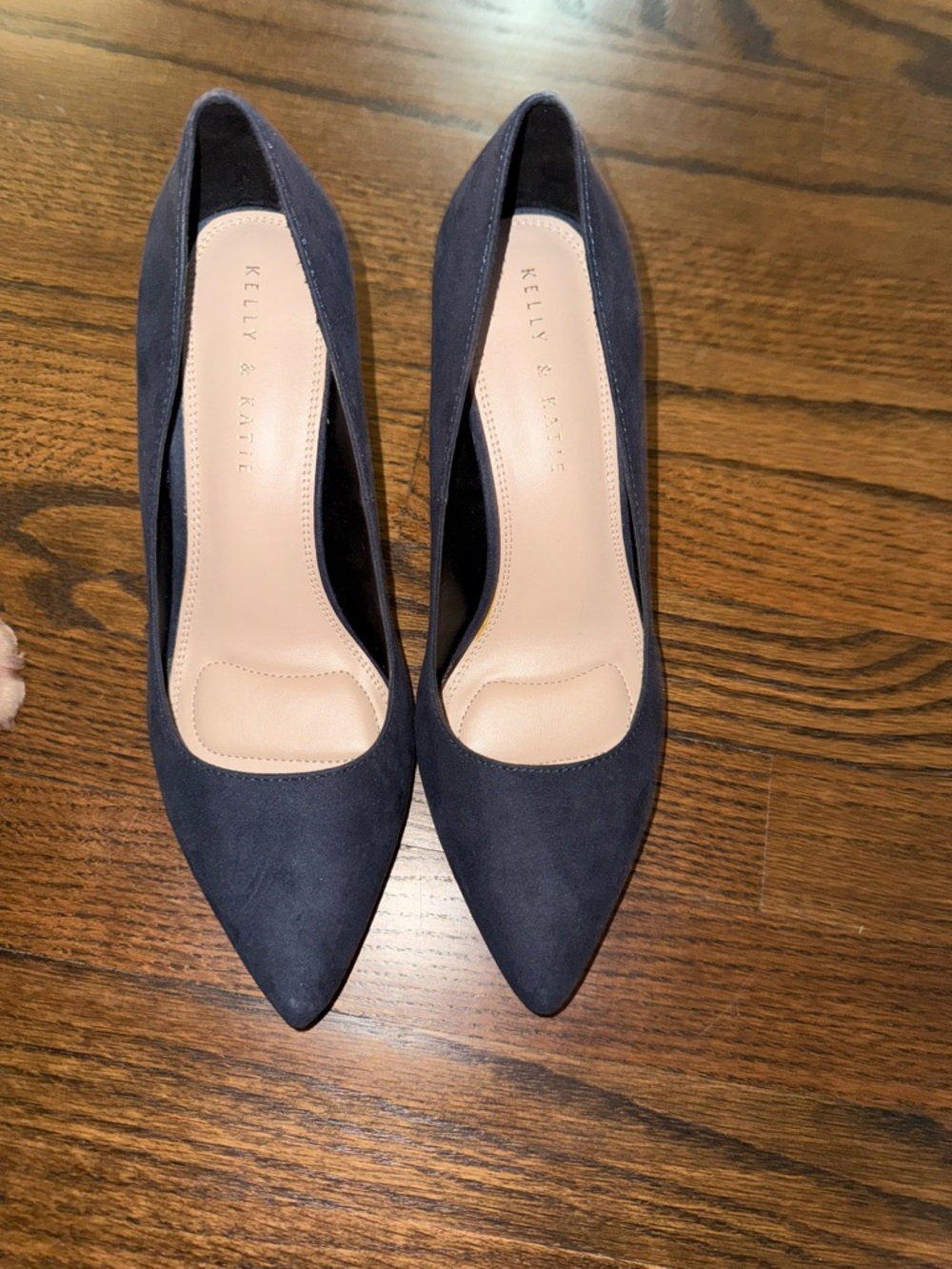 Kelly & Katie Navy Suede Pointed-Toe Pumps